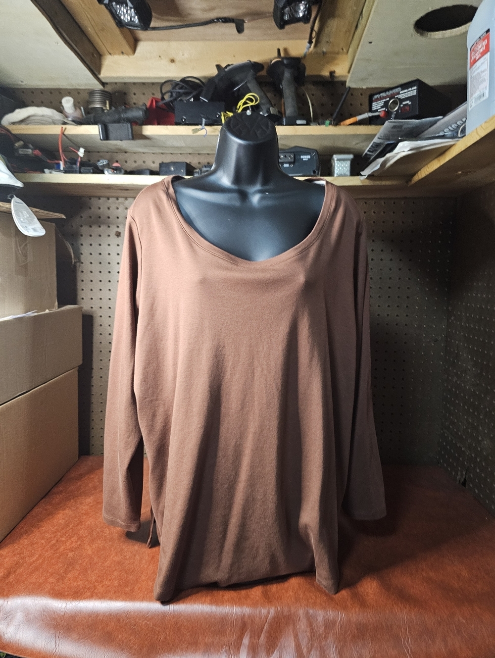 Isaac Mizrahi Essentials 2X Brown Shirt